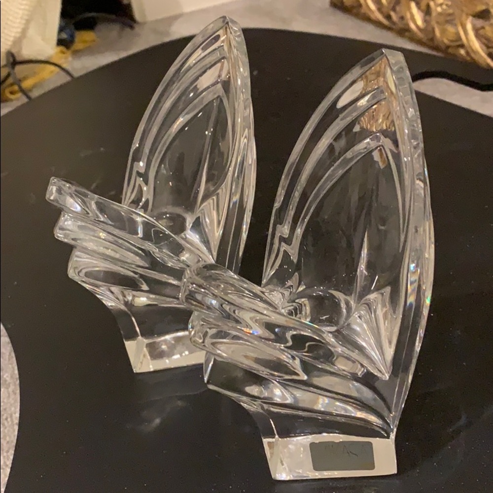 Vintage Mikasa Deco Crystal Candlesticks -Set of 2